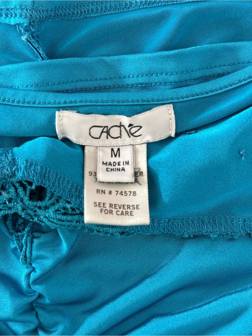 Cache Teal Lace-Detail Ruched Cami - Picture 3 of 4